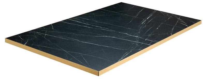 Black Marble Laminate Table Top | Gold ABS Edge