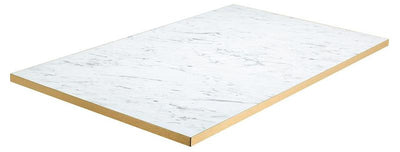White Carrara Marble Laminate Table Top | Gold ABS Edge