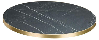 Black Marble Laminate Table Top | Gold ABS Edge