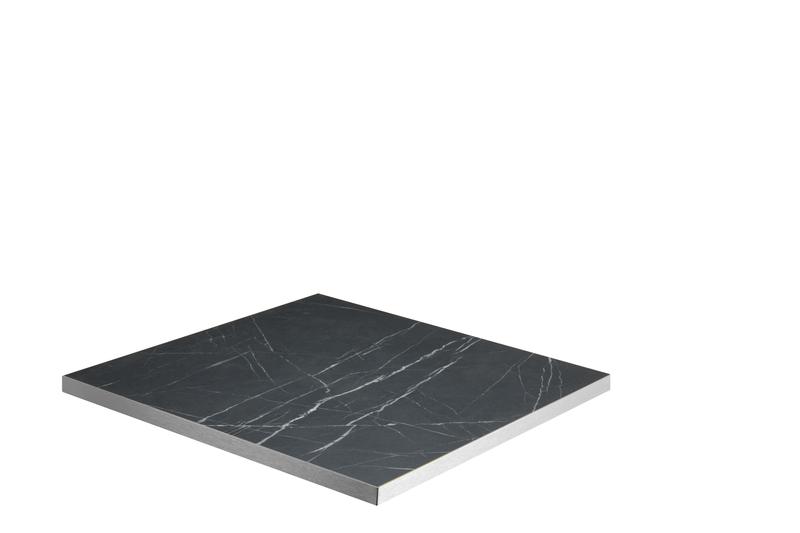 Black Marble Laminate Table Top | Silver ABS Edge